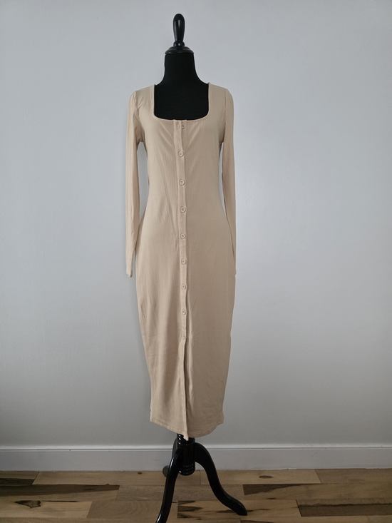 fourteenth place Dresses & Skirts - Button-Front Long Sleeve Midi Dress